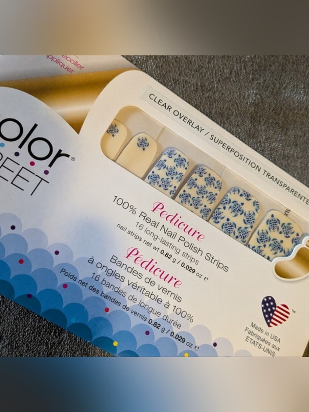 Color Street Cream Blue Cream Turtles Nail Strips Pedicure New Overlay Pedi Toes